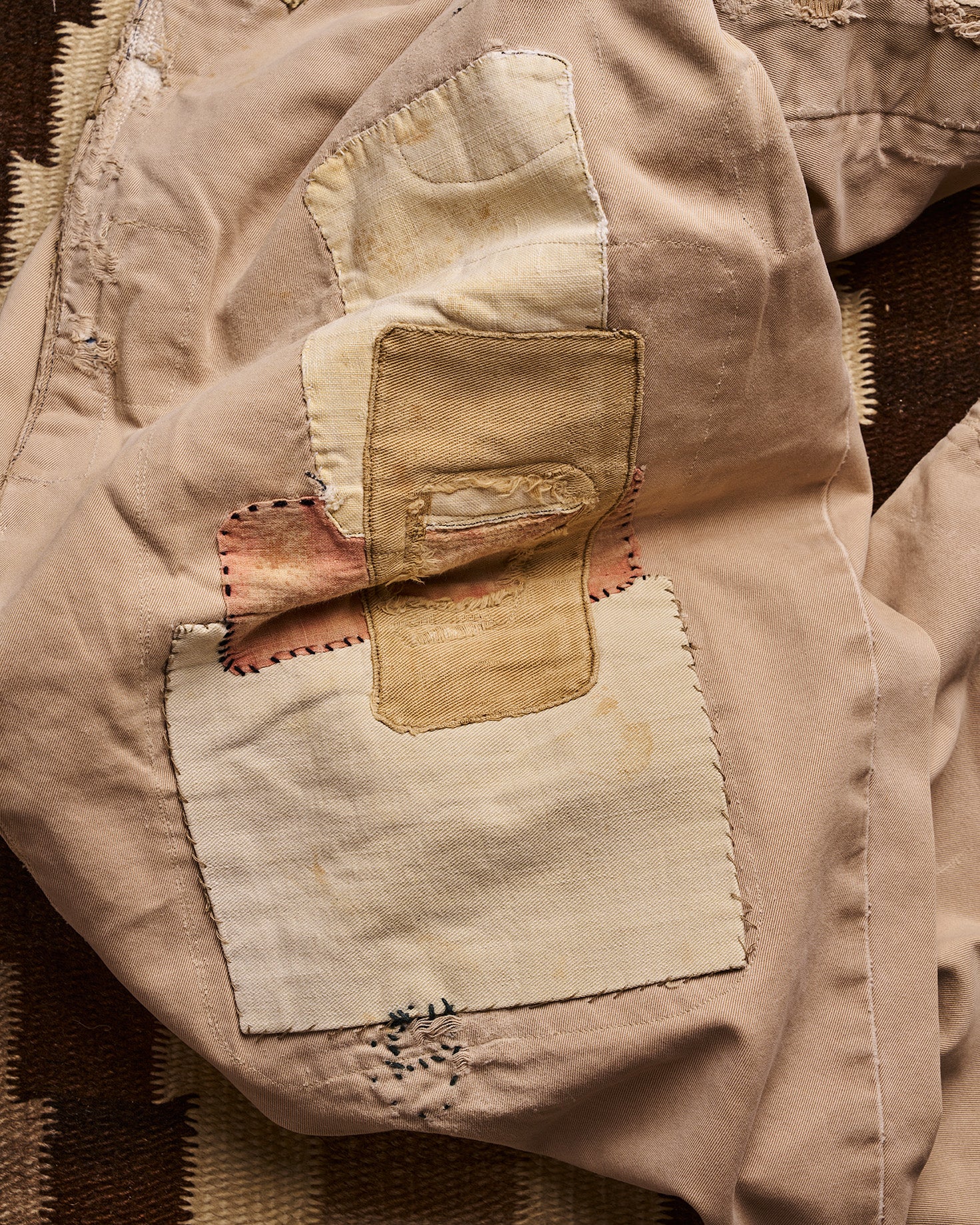 RRL Ralph Lauren Khaki Red Patchwork Pants | Doug Bihlmaier