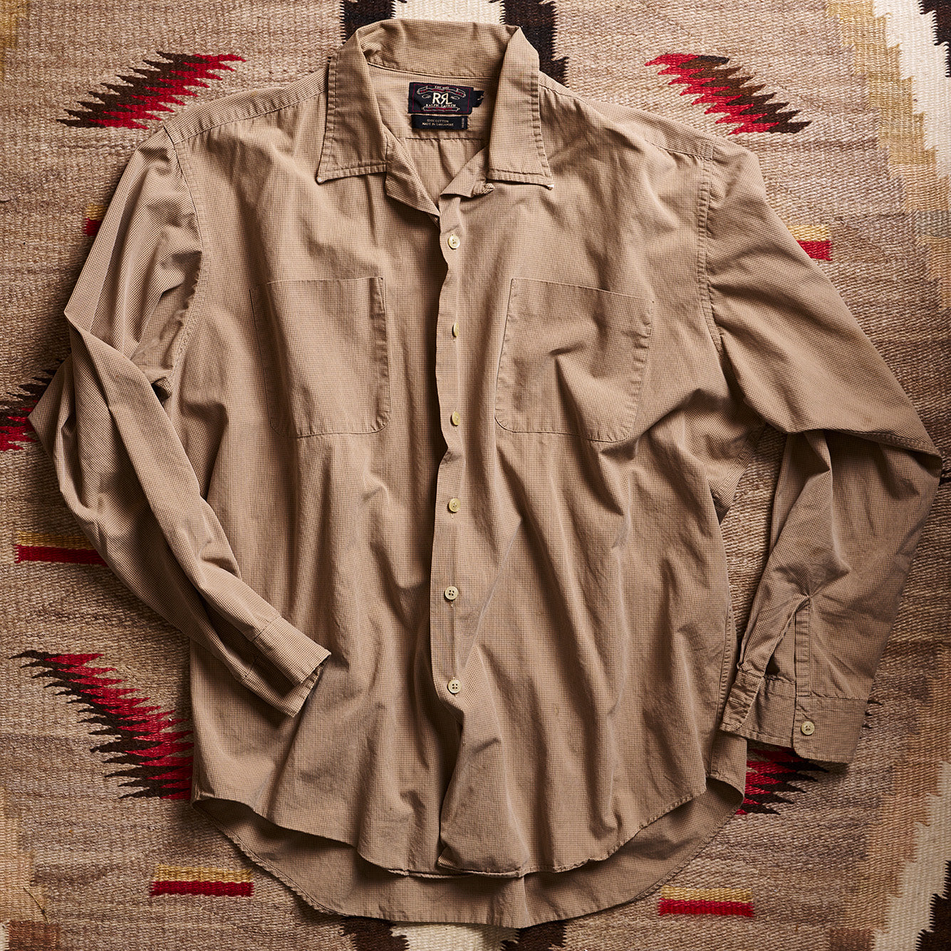 RRL Ralph Lauren Tan Mini Check Shirt | Doug Bihlmaier