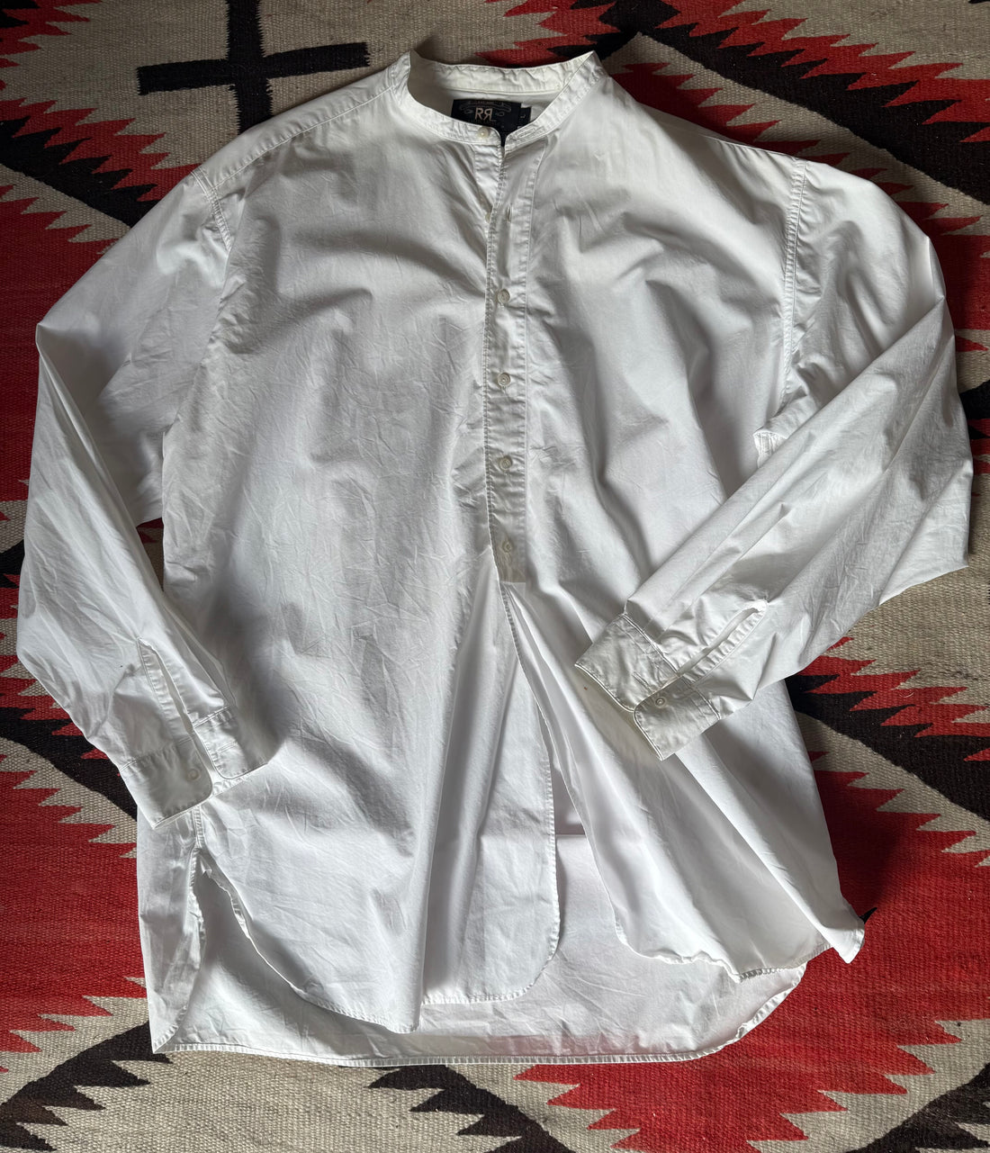 RRL Ralph Lauren White Banded Button Down Shirt | Doug Bihlmaier