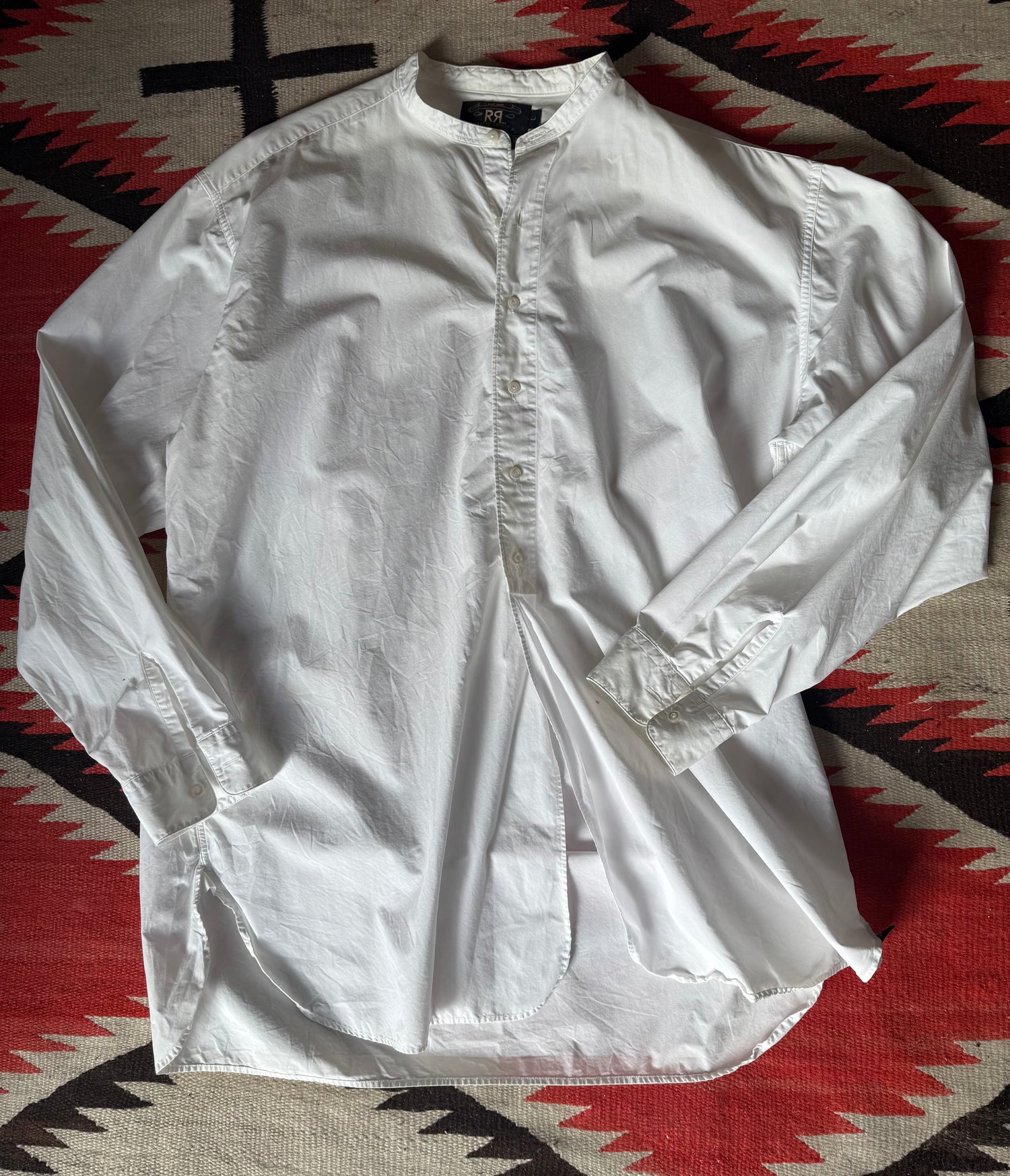 RRL Ralph Lauren White Banded Button Down Shirt | Doug Bihlmaier
