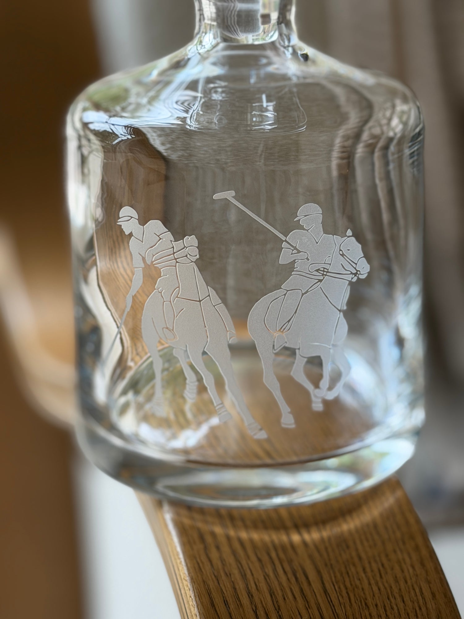 Ralph Lauren Home Crystal Polo Etched Decanter with Stopper | Collectors Gene