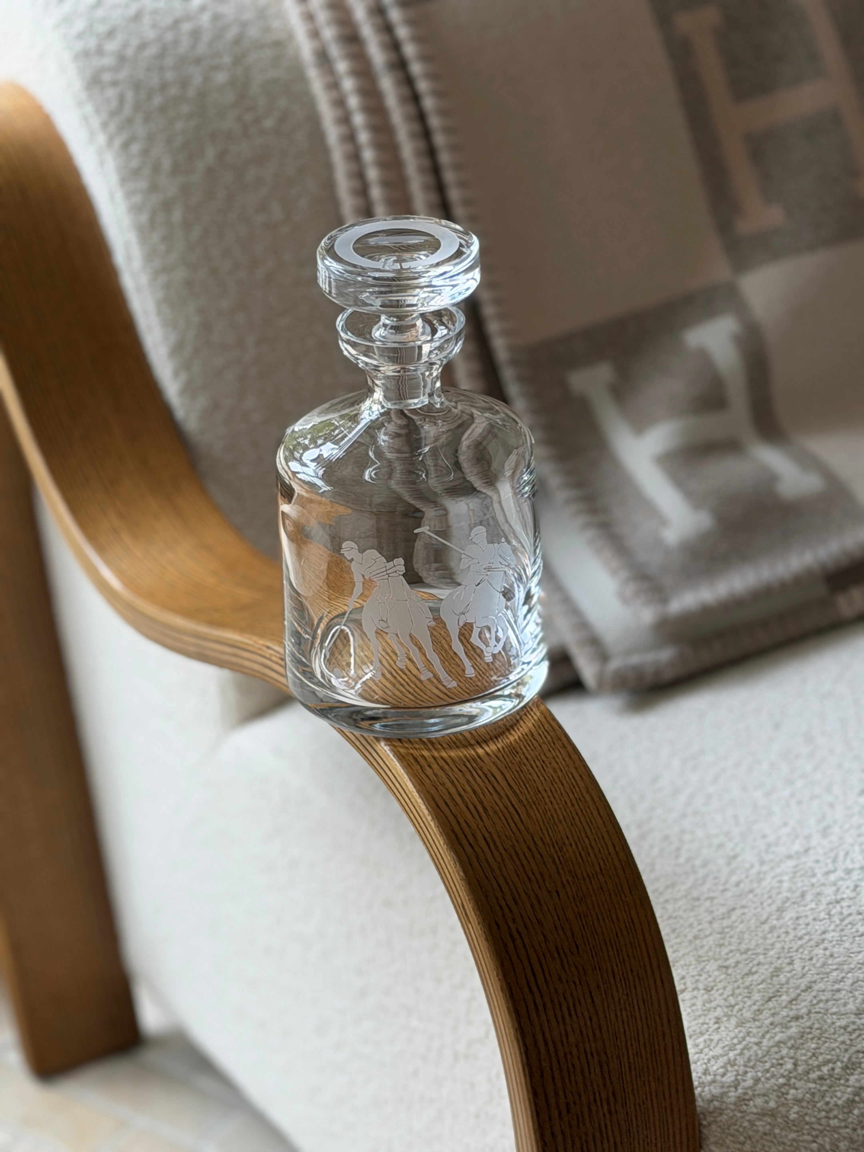 Ralph Lauren Home Crystal Polo Etched Decanter with Stopper | Collectors Gene