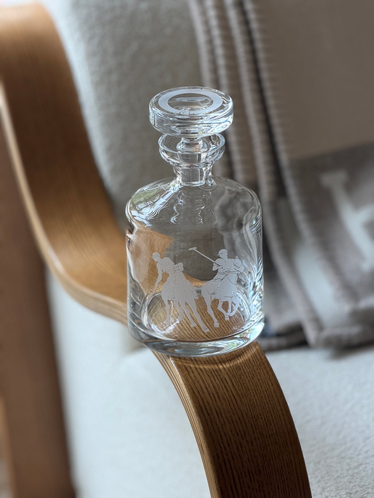 Ralph Lauren Home Crystal Polo Etched Decanter with Stopper | Collectors Gene