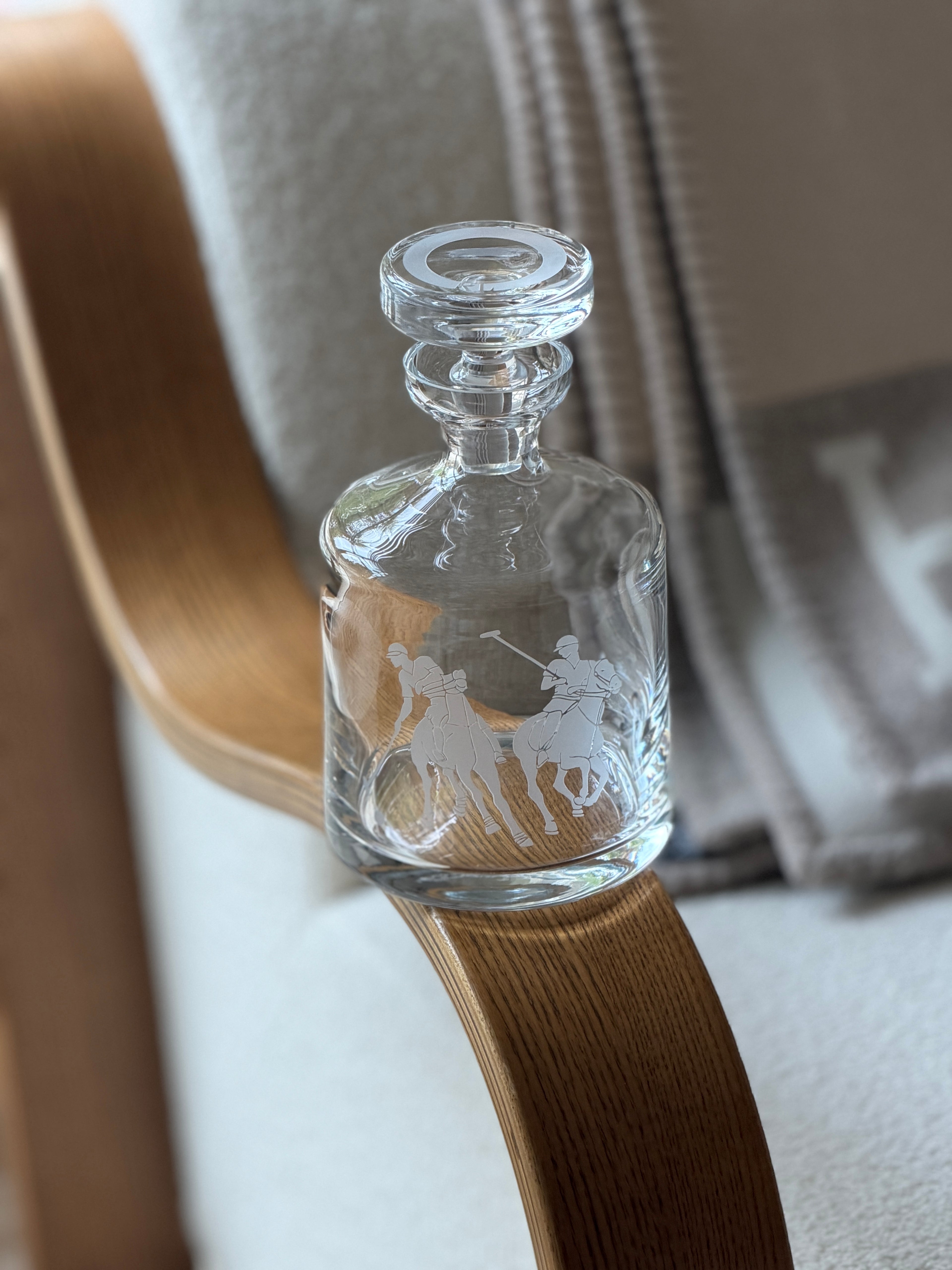 Ralph Lauren Home Crystal Polo Etched Decanter with Stopper | Collectors Gene