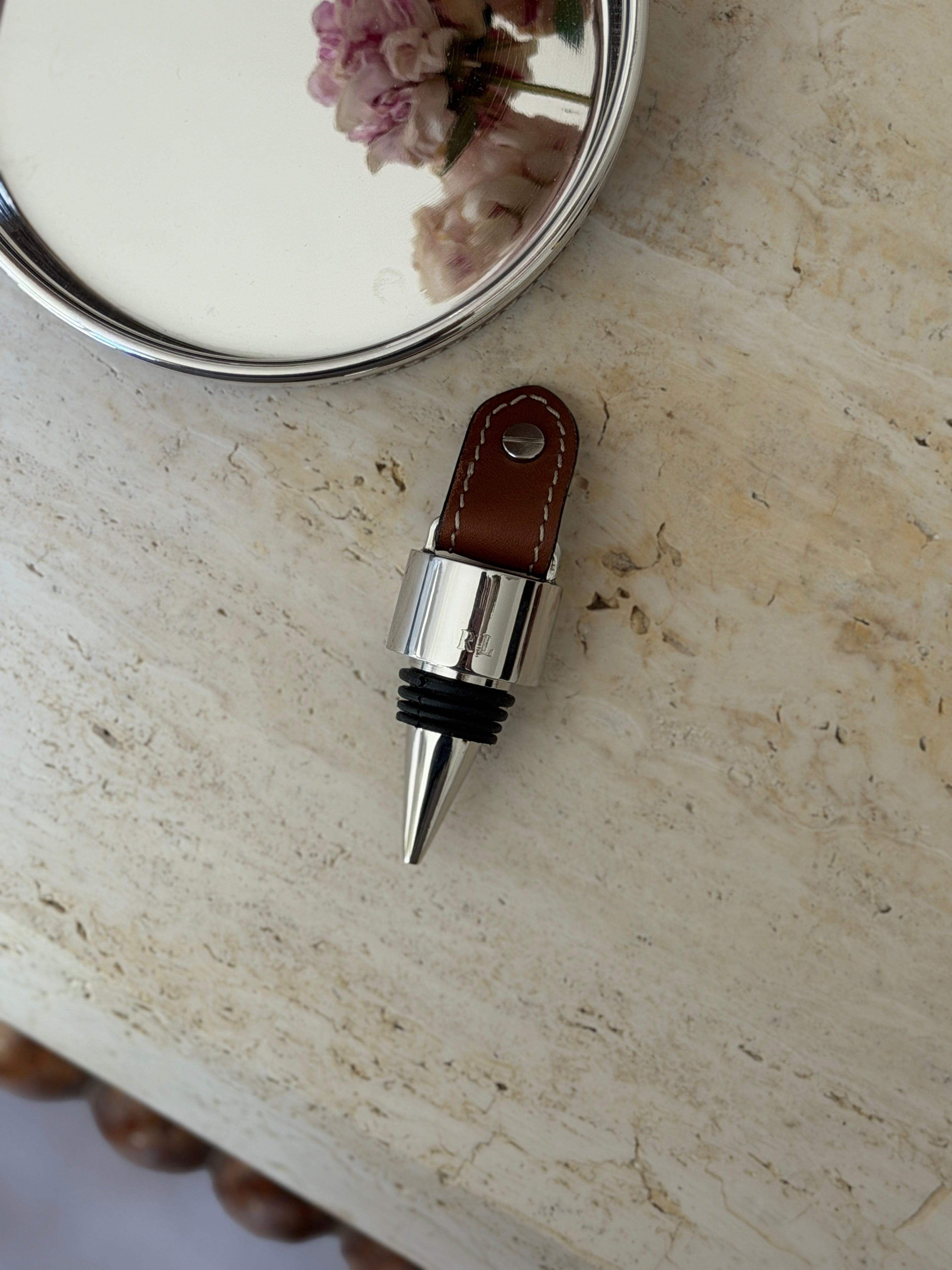 Ralph Lauren Leather Bottle Coaster Bottle Stopper Set | Collectors Gene