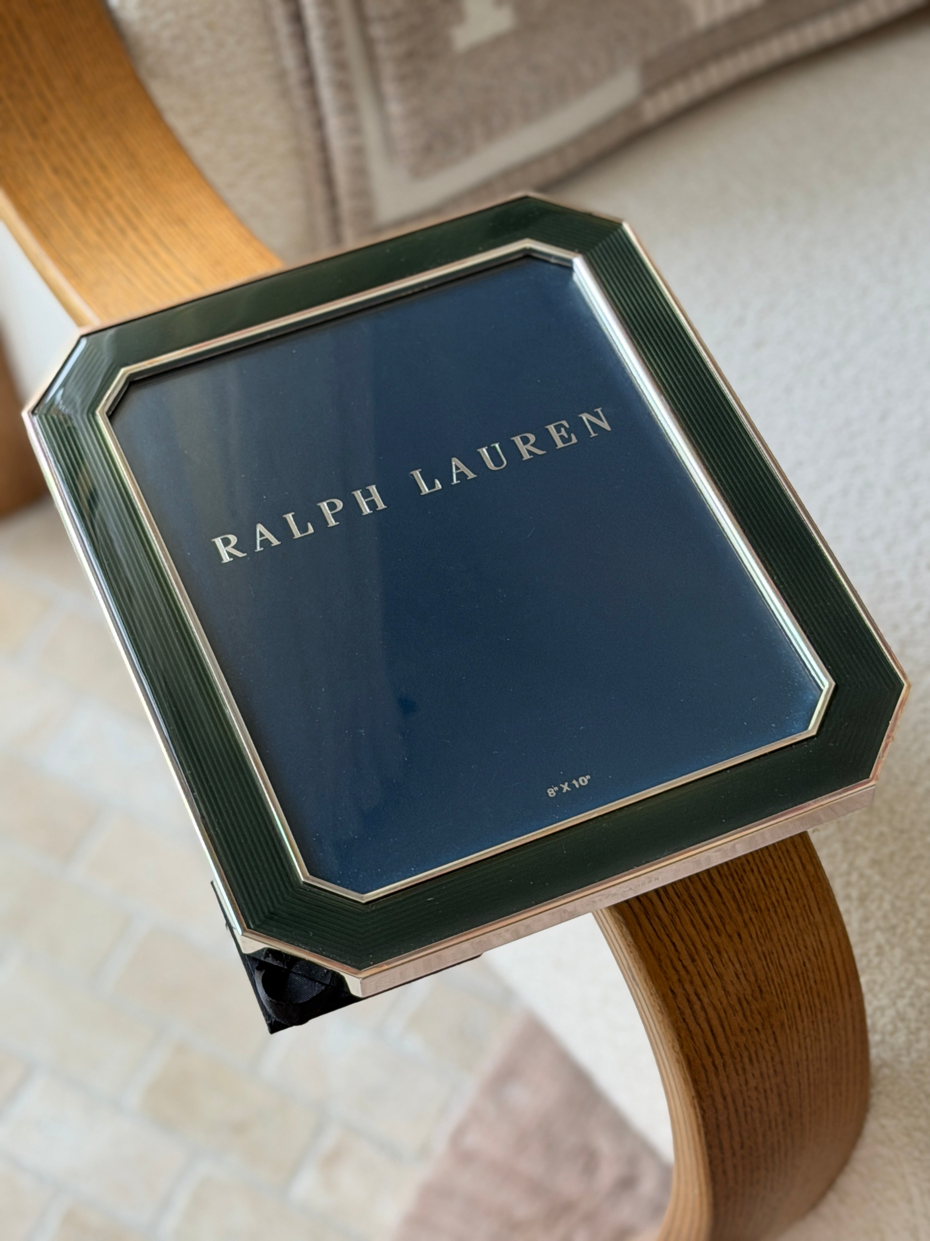 Ralph Lauren Meyer 8x10 Octagonal Picture Frame in Green Silver | Collectors Gene