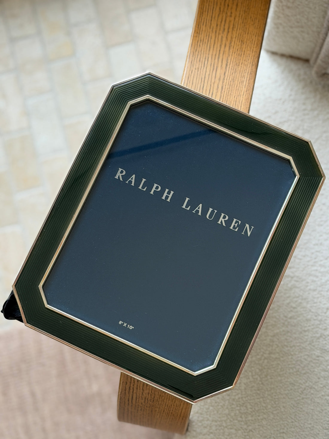 Ralph Lauren Meyer 8x10 Octagonal Picture Frame in Green Silver | Collectors Gene