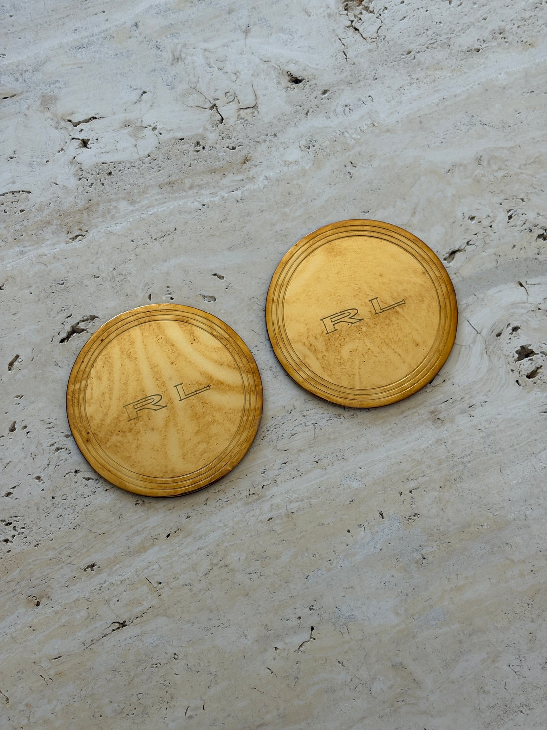 Ralph Lauren Parker “RL Engraved” Brass-Plated Coasters | Collectors Gene Vintage Shop