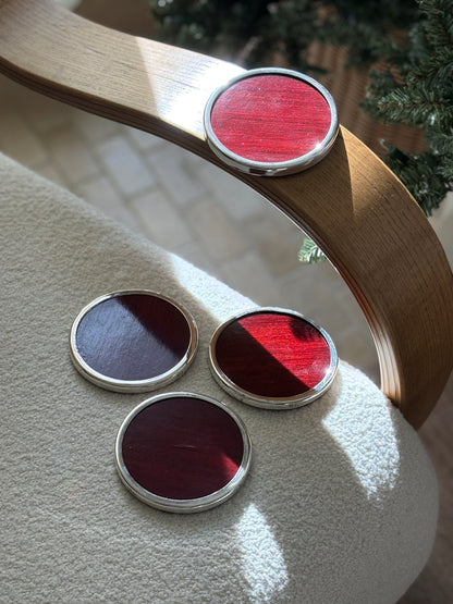 Ralph Lauren Silver and Mahogany Coasters - Set of 4 | Collectors Gene