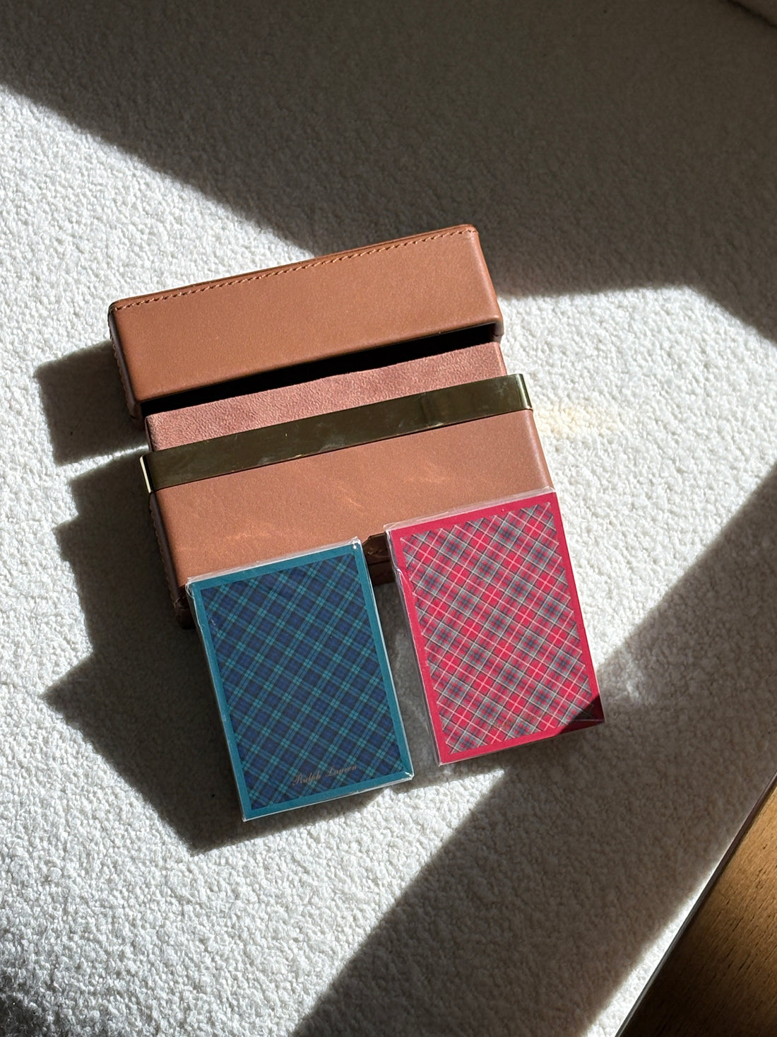 Ralph Lauren Tartan &amp; Black Watch Playing Card Set in Leather &amp; Polished Brass Box | Collectors Gene