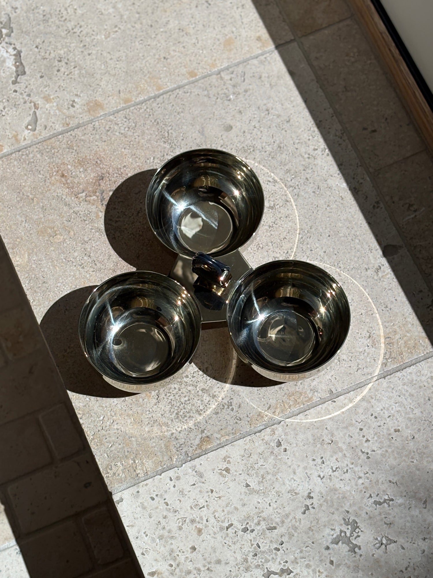 Ralph Lauren "Wyatt" Silver-Plated Triple Nut Bowl in Gold &amp; Navy | Collectors Gene