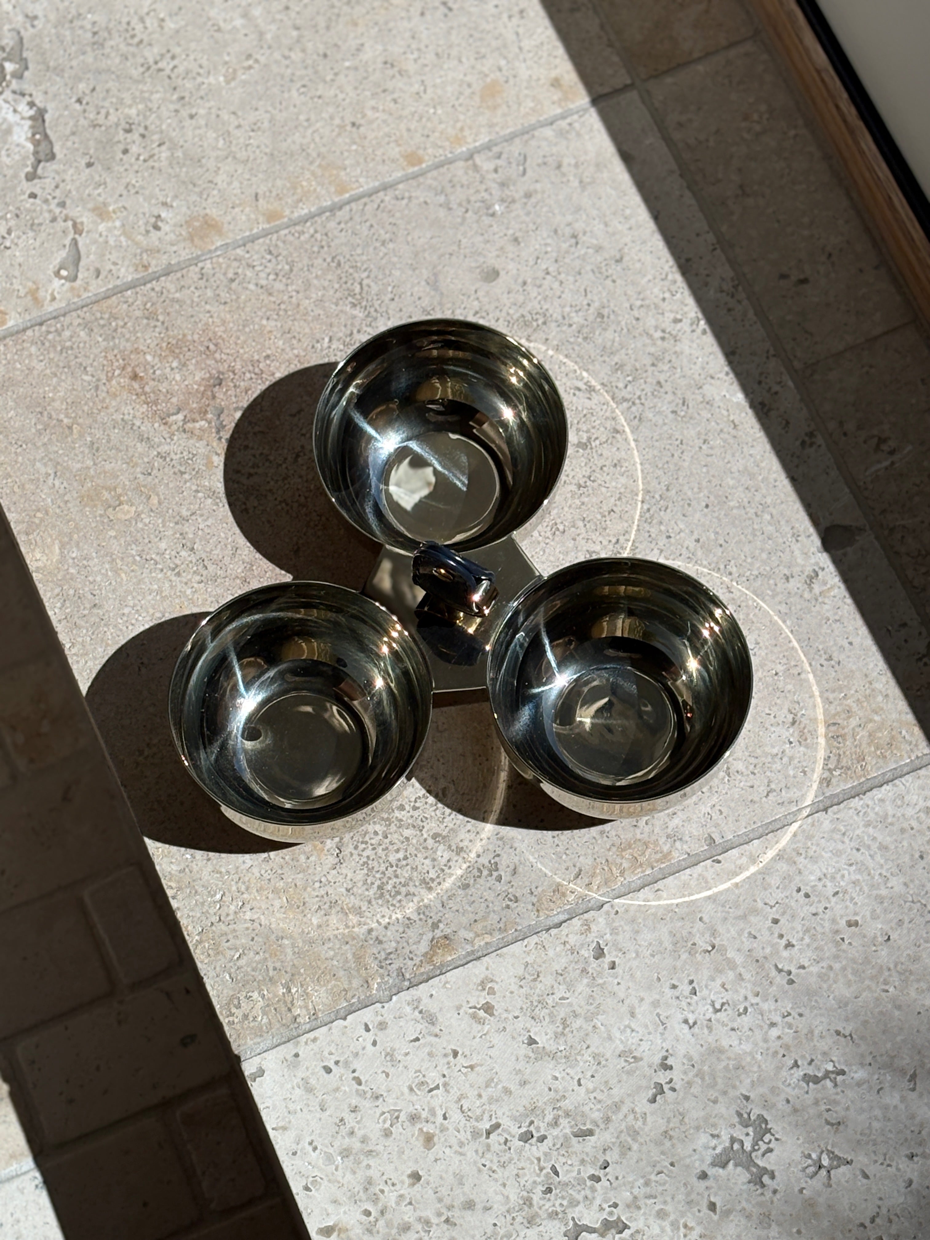 Ralph Lauren "Wyatt" Silver-Plated Triple Nut Bowl in Gold &amp; Navy | Collectors Gene