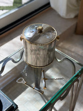 Ribbed Silver Plated Wine Champagne Ice Bucket with Gold Accents and Tools | Collectors Gene