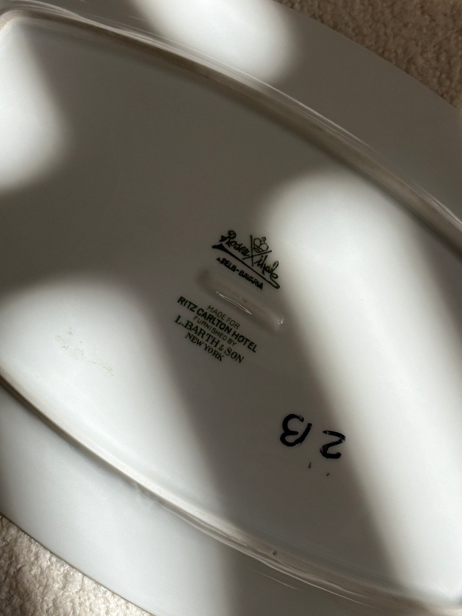 Ritz Carlton Hotel Porcelain Serving Platter by Rosenthal – Furnished by L. Barth &amp; Son | Collectors Gene