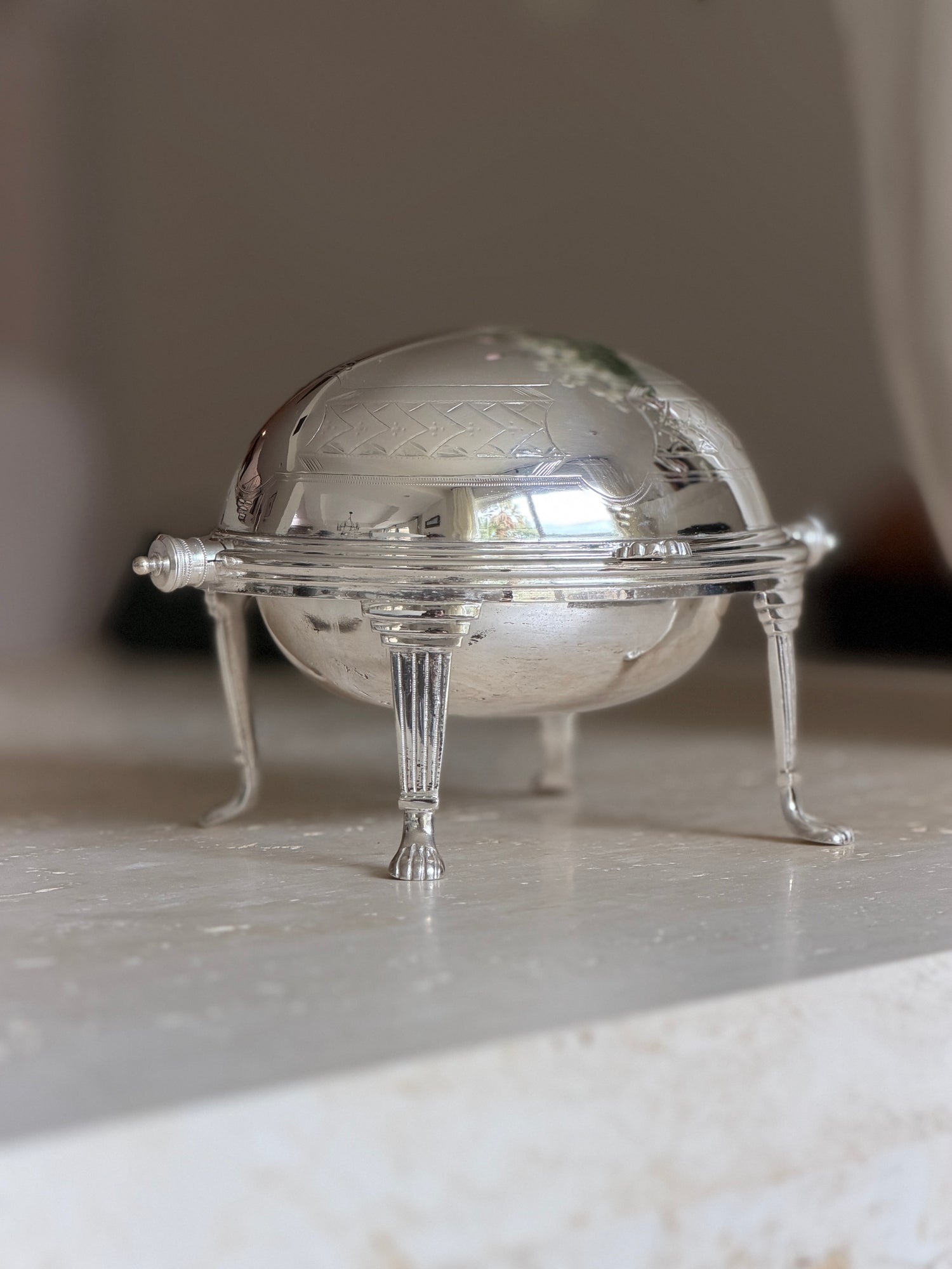 Rollover Butter Dish in Silver Plate with Original Glass Liner British c.1880 | Collectors Gene