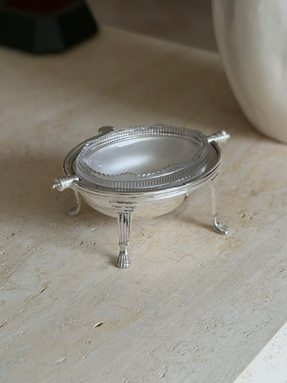 Rollover Butter Dish in Silver Plate with Original Glass Liner British c.1880 | Collectors Gene