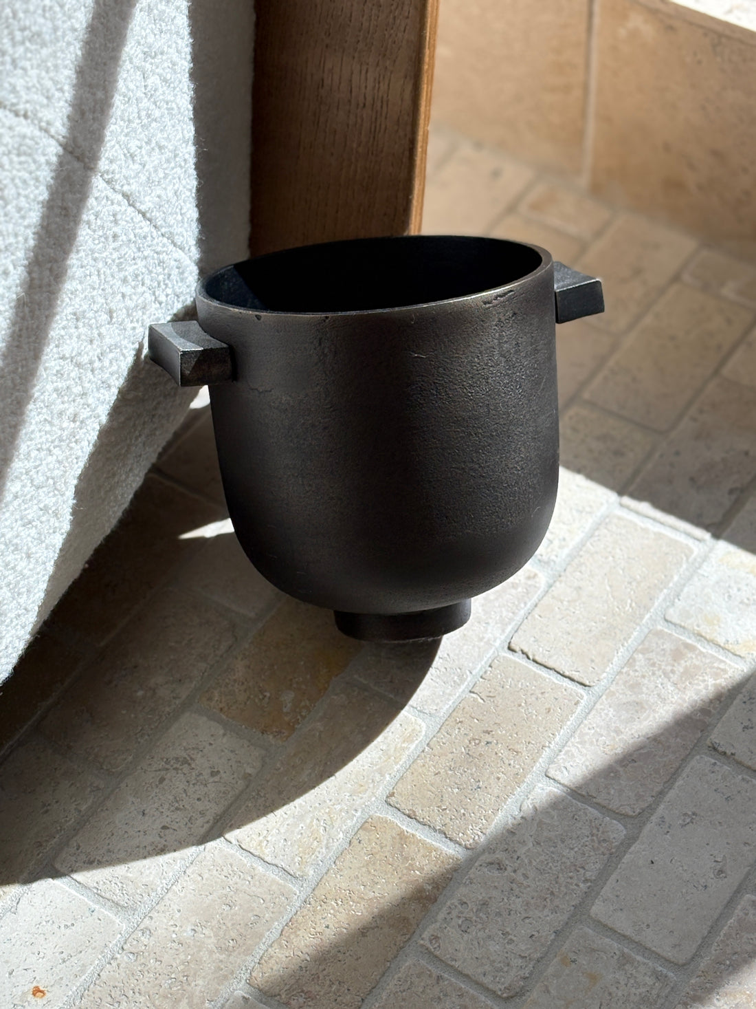 Rounded Sculptural Aluminum Planter with Antiqued Bronze Finish | Collectors Gene