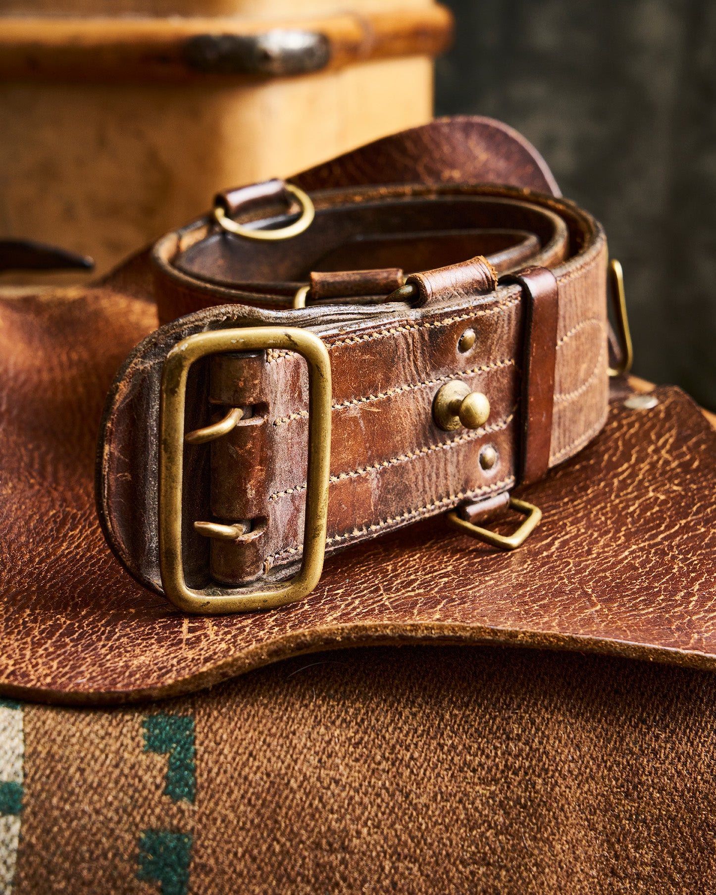 16. Sam Brown English Leather and Brass Belt with Whistle