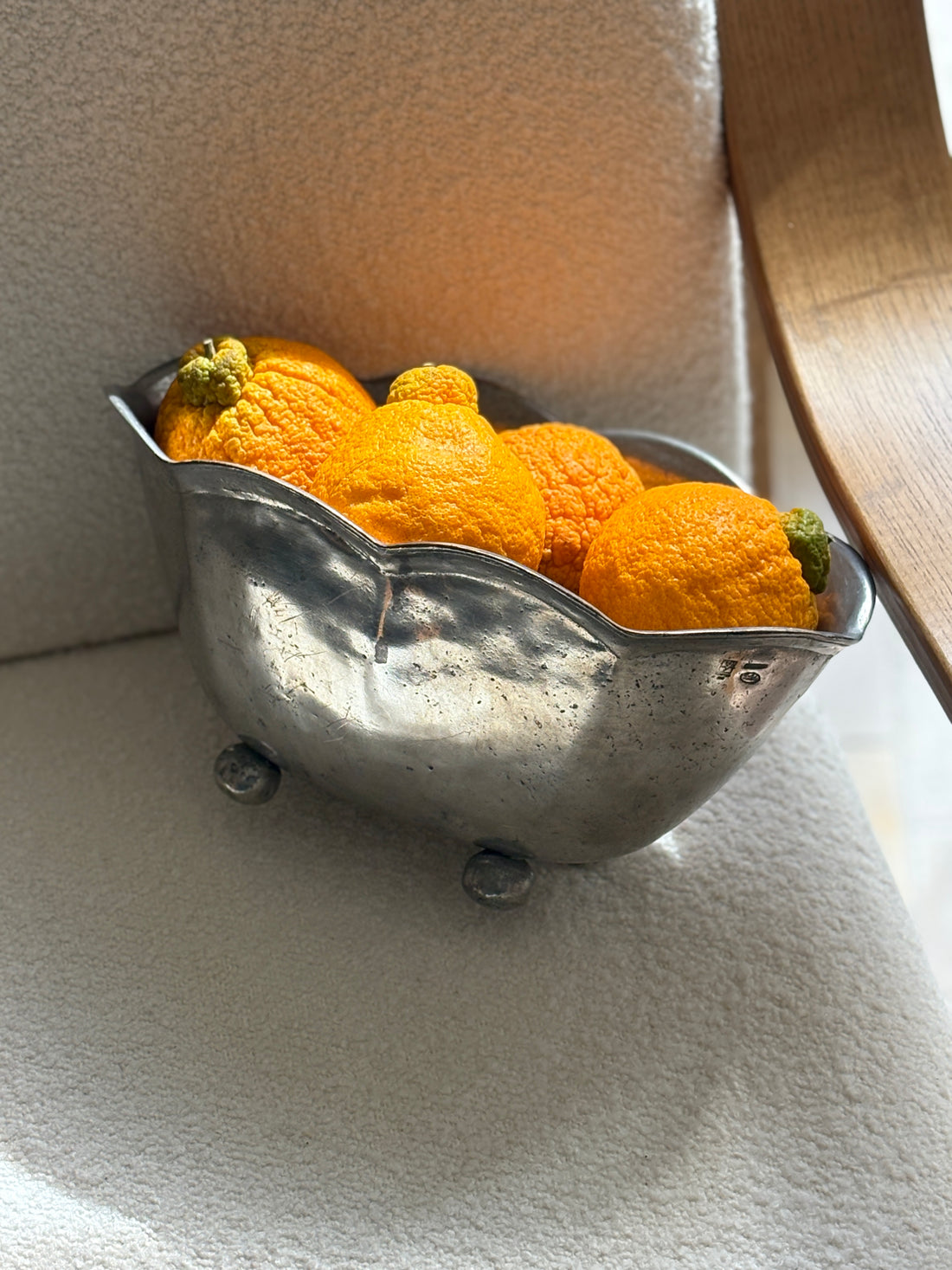 Scalloped Bowl on Ball Feet in Italian Pewter - Made in Italy | Collectors Gene