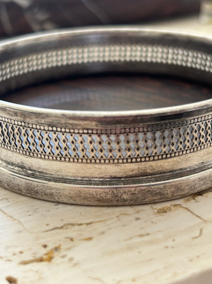 Silver-Plated Bottle Coaster Pair | Collectors Gene Vintage Finds