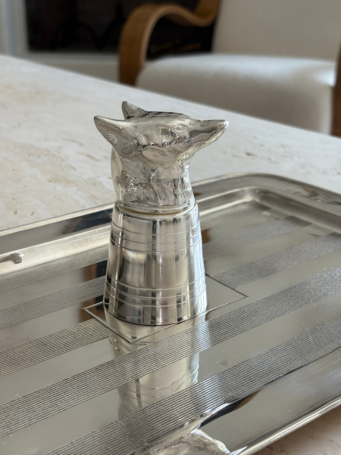 Silver-Plated Brass Fox Stirrup Cup | Collectors Gene Vintage Finds