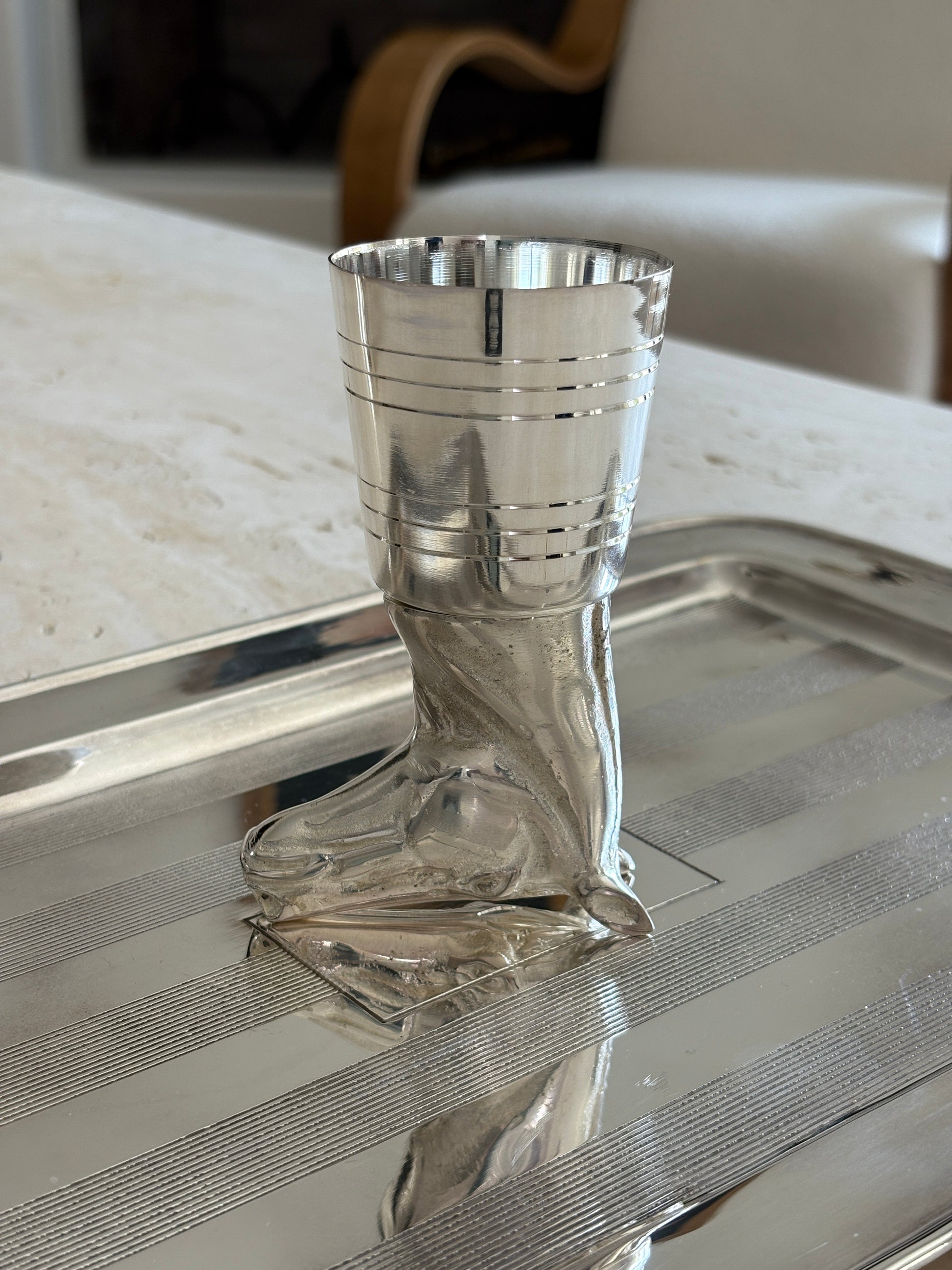Silver-Plated Brass Horse Stirrup Cup Jigger | Collectors Gene Vintage Finds