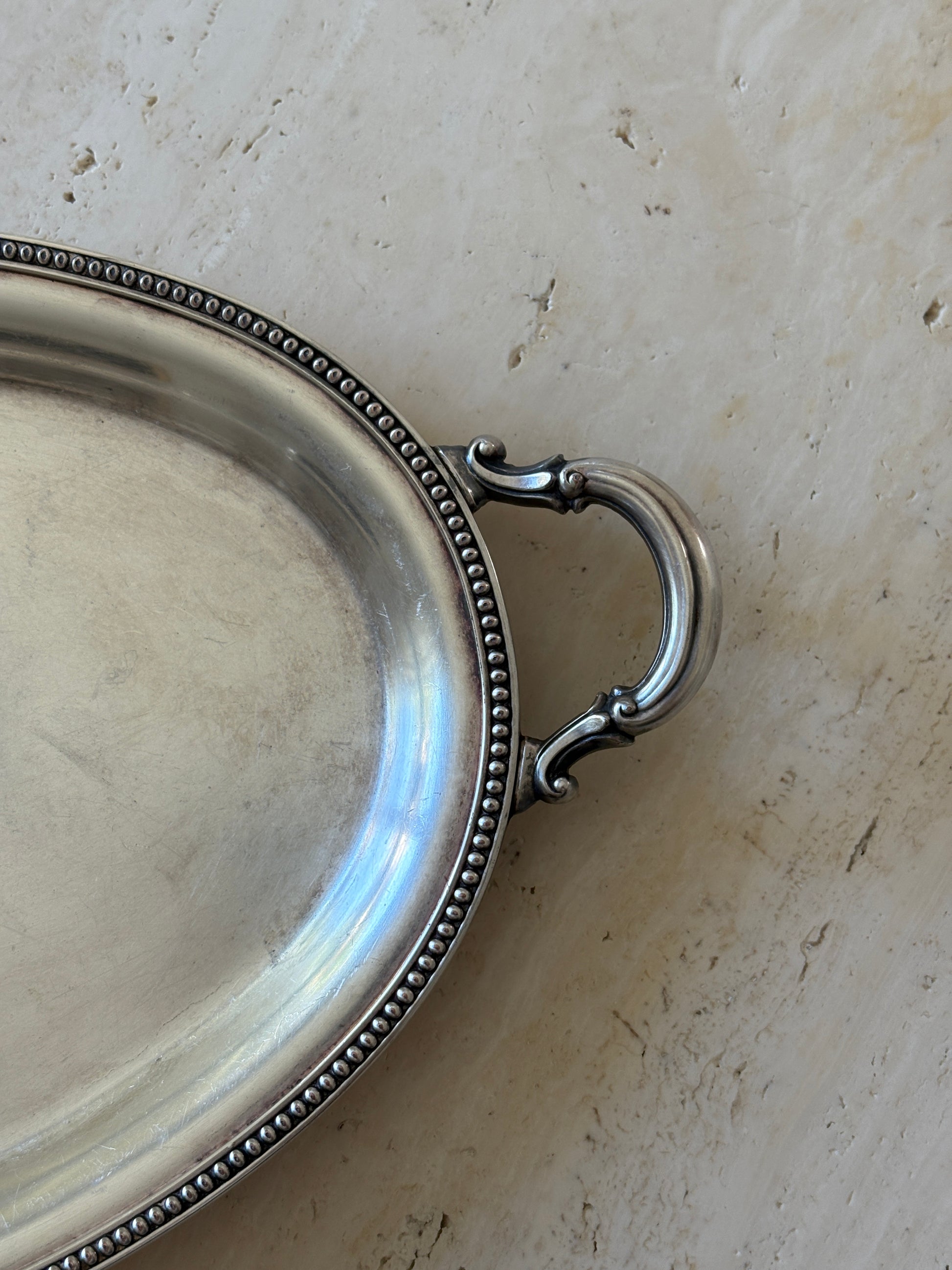 Silver-Plated Tray with Decorative Handles | Collectors Gene Vintage Shop