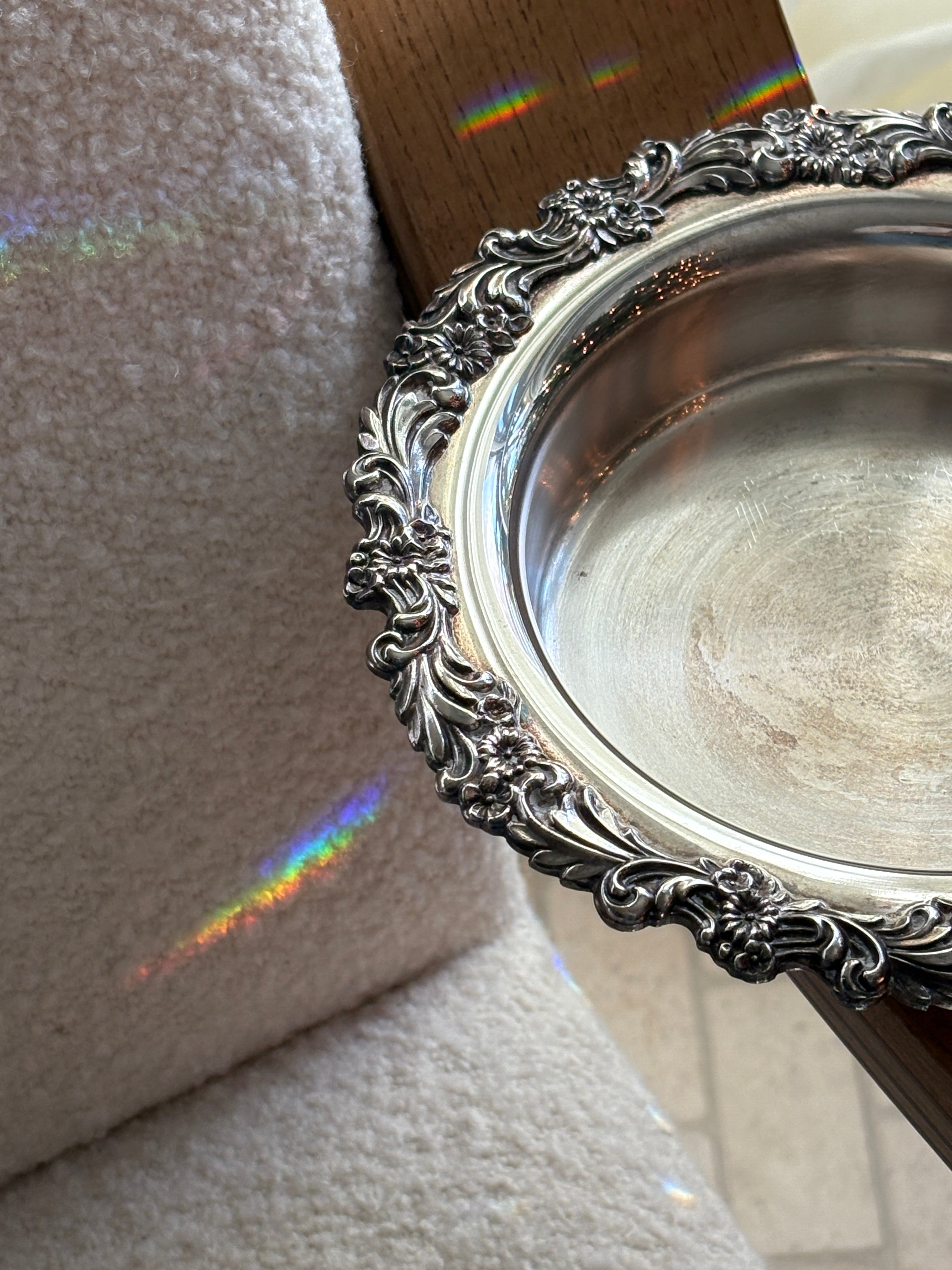 Silver Bottle Coaster with Floral Motif | Collectors Gene