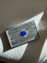 Silver Engine Turned Italian Box with Lapis Stone | Collectors Gene