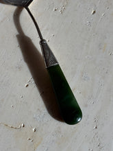Silver Hand Engraved & Jade Handled Preserve Jam Spoon by Adie & Lovekin - Chester c. Early 1900s | Collectors Gene