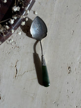 Silver Hand Engraved & Jade Handled Preserve Jam Spoon by Adie & Lovekin - Chester c. Early 1900s | Collectors Gene