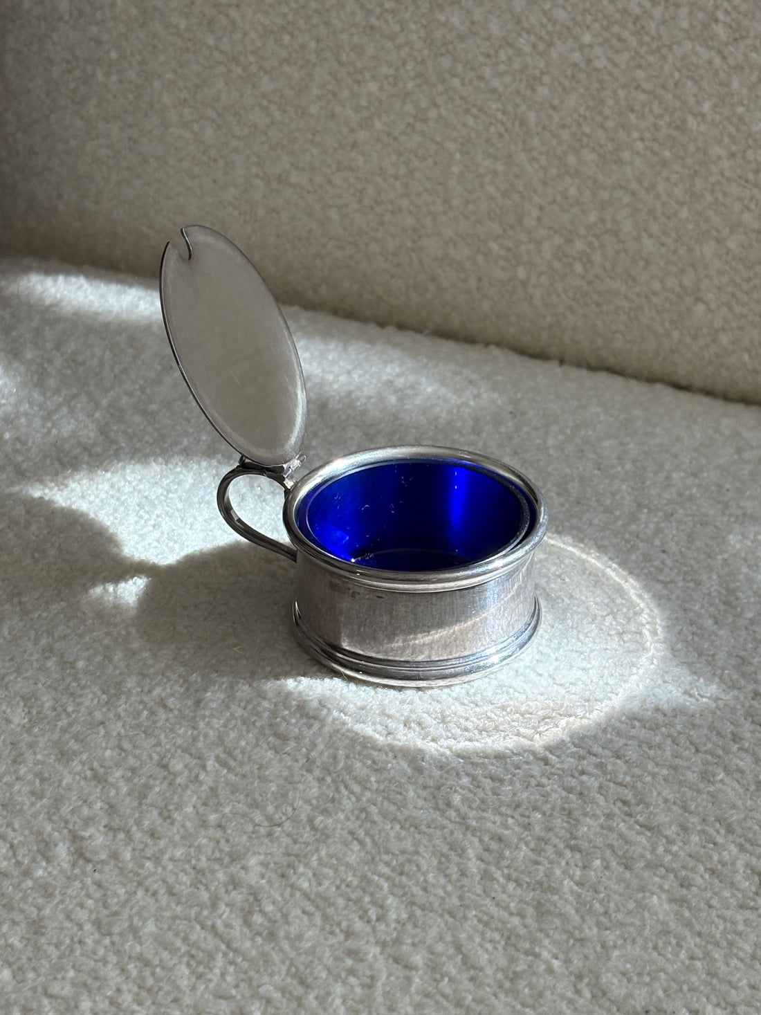 Silver Plated Mustard Pot with Cobalt Liner - Made in Denmark | Collectors Gene