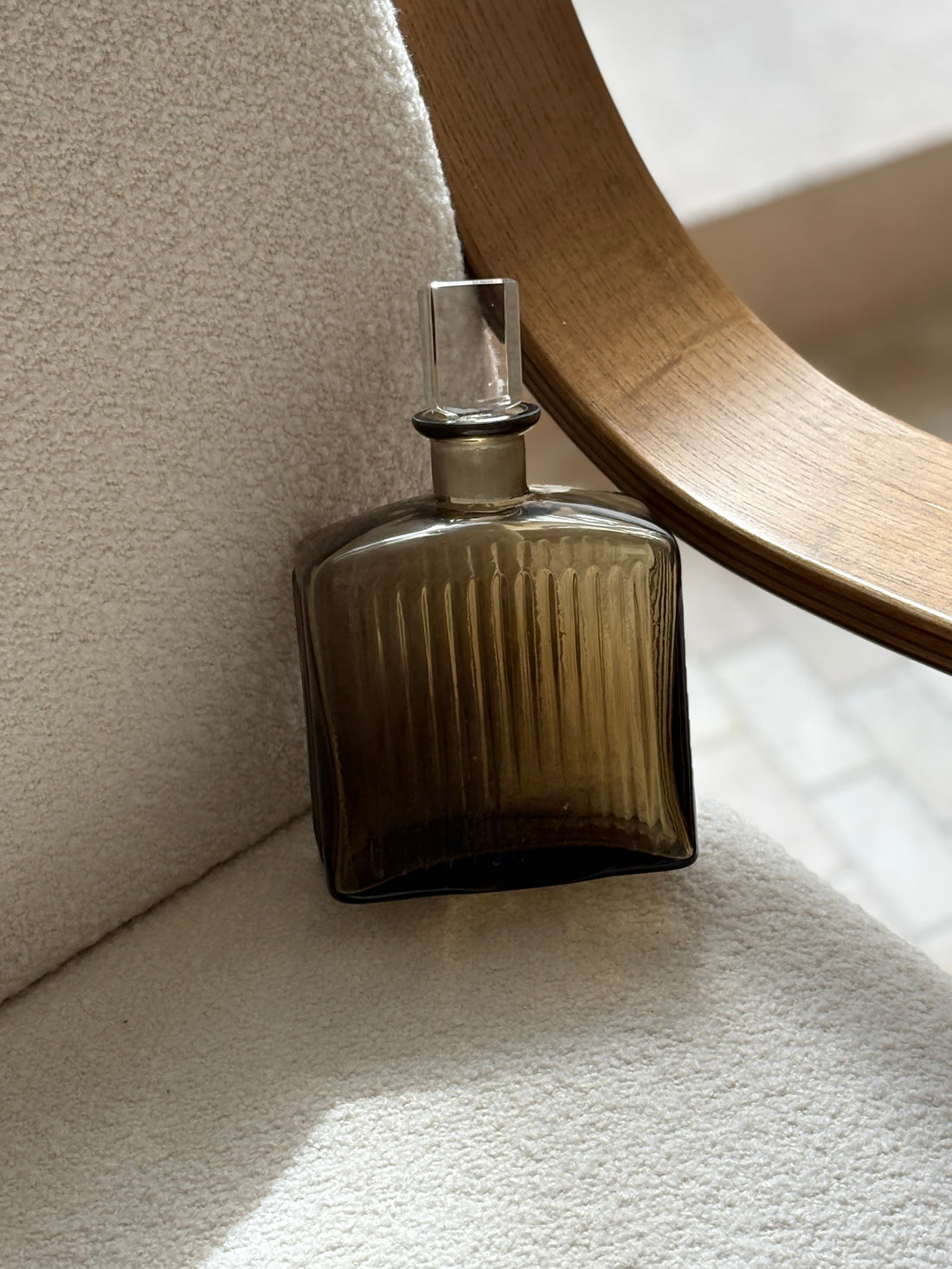 Smoked Glass Decanter with Clear Square Stopper | Collectors Gene