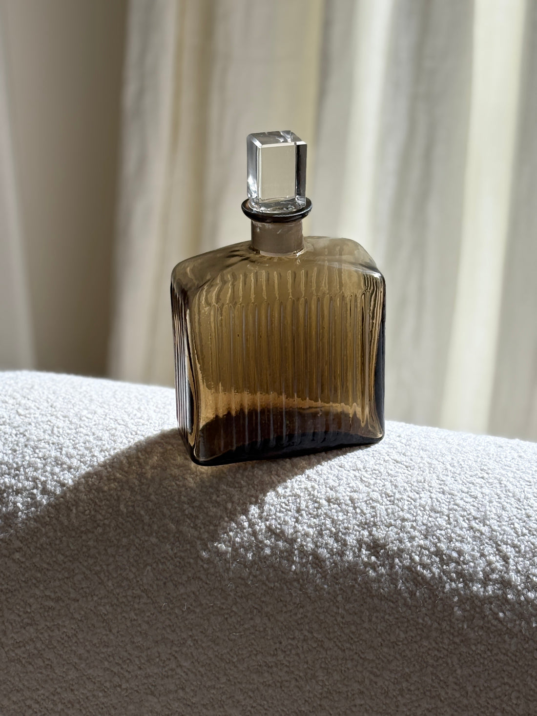 Smoked Glass Decanter with Clear Square Stopper | Collectors Gene