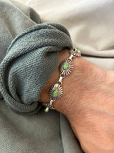 Southwestern Sterling Silver Green Turquoise Concho Bracelet | Collectors Gene