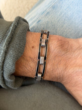 Sterling Silver Black Enamel Rectangular Link Bracelet | Collectors Gene