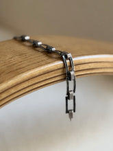 Sterling Silver Black Enamel Rectangular Link Bracelet | Collectors Gene