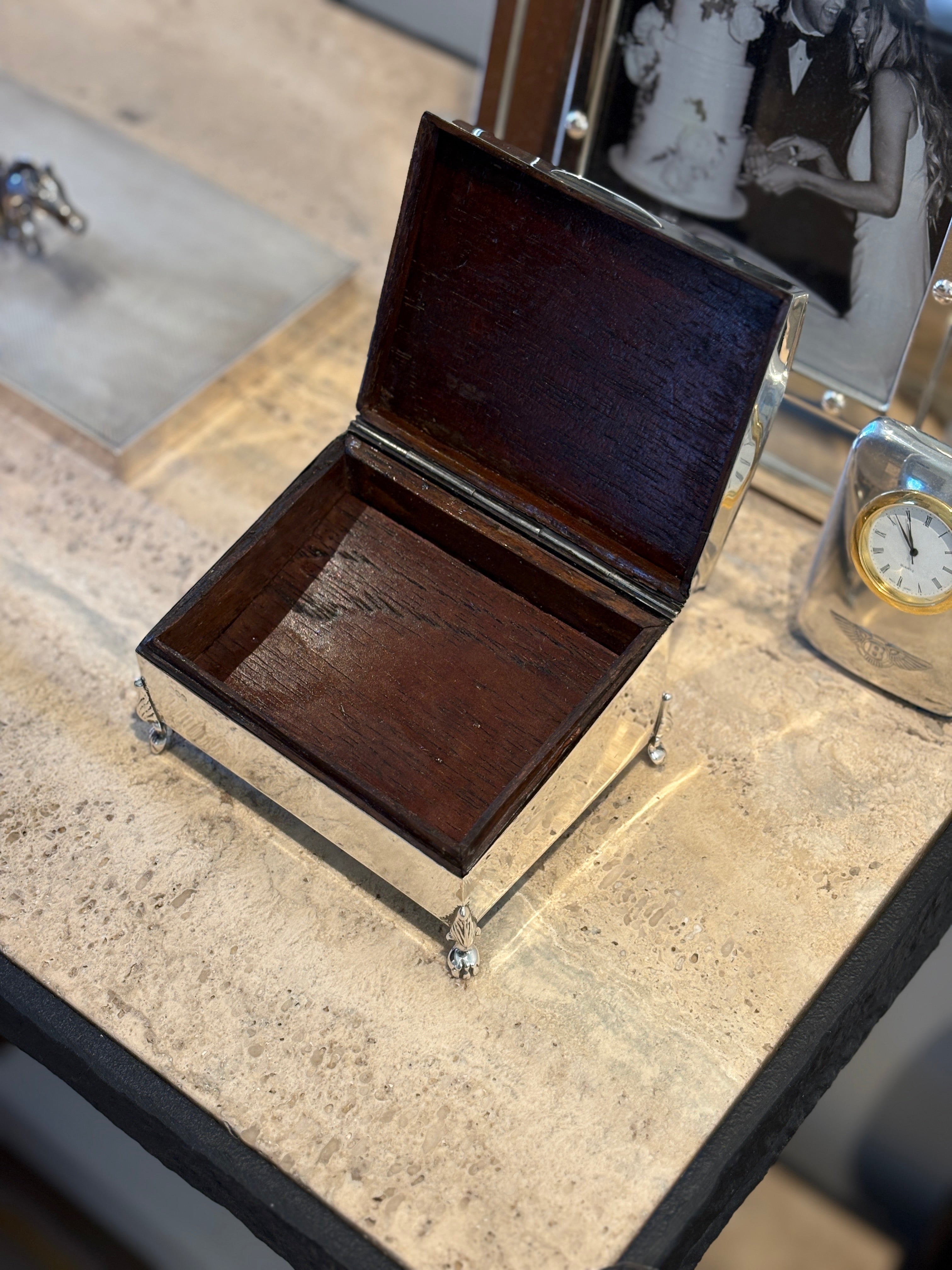 Sterling Silver Engine Turned Footed Sloped Box | Collectors Gene