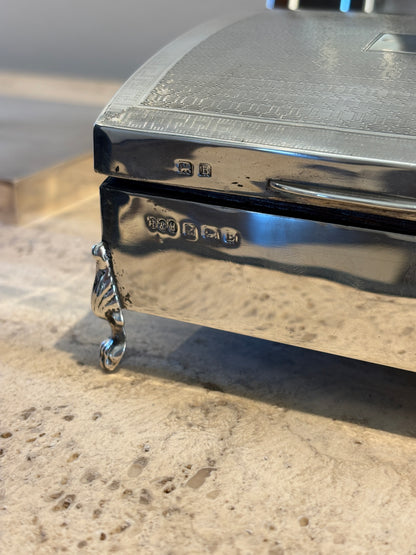 Sterling Silver Engine Turned Footed Sloped Box | Collectors Gene