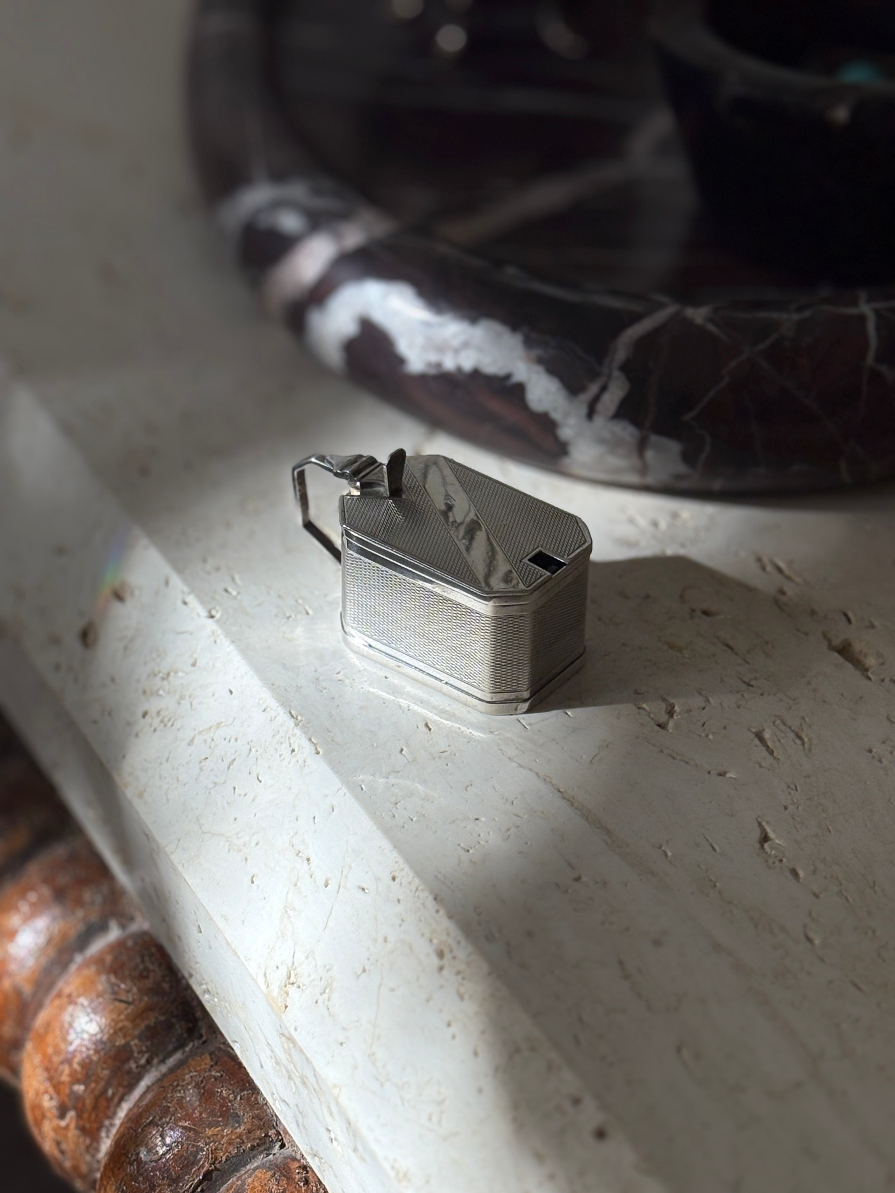 Sterling Silver Engine Turned Mustard Pot - c. 1939 | Collectors Gene