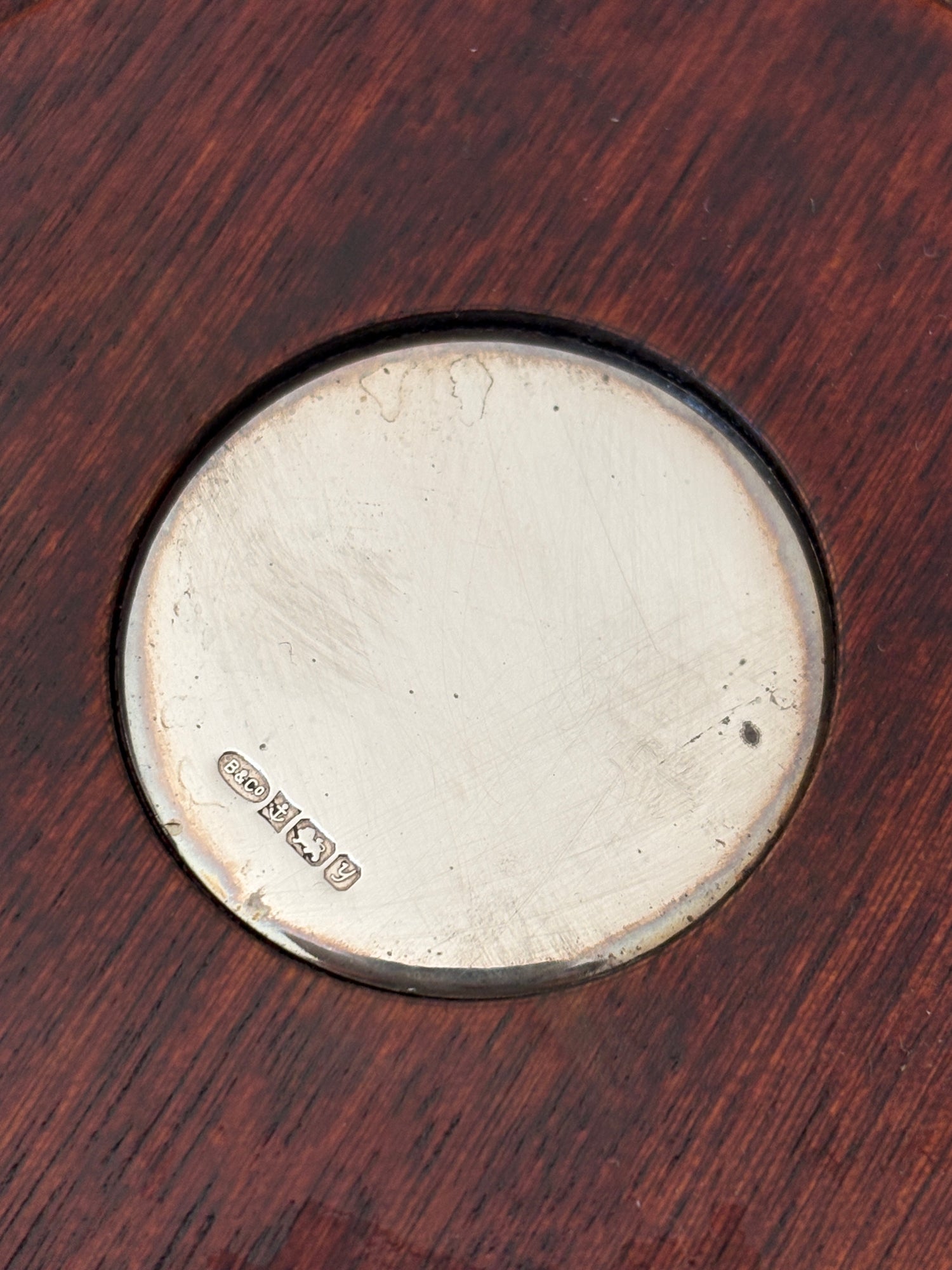 Sterling Silver Pierced Bottle Coaster with Turned Wood Base | Collectors Gene