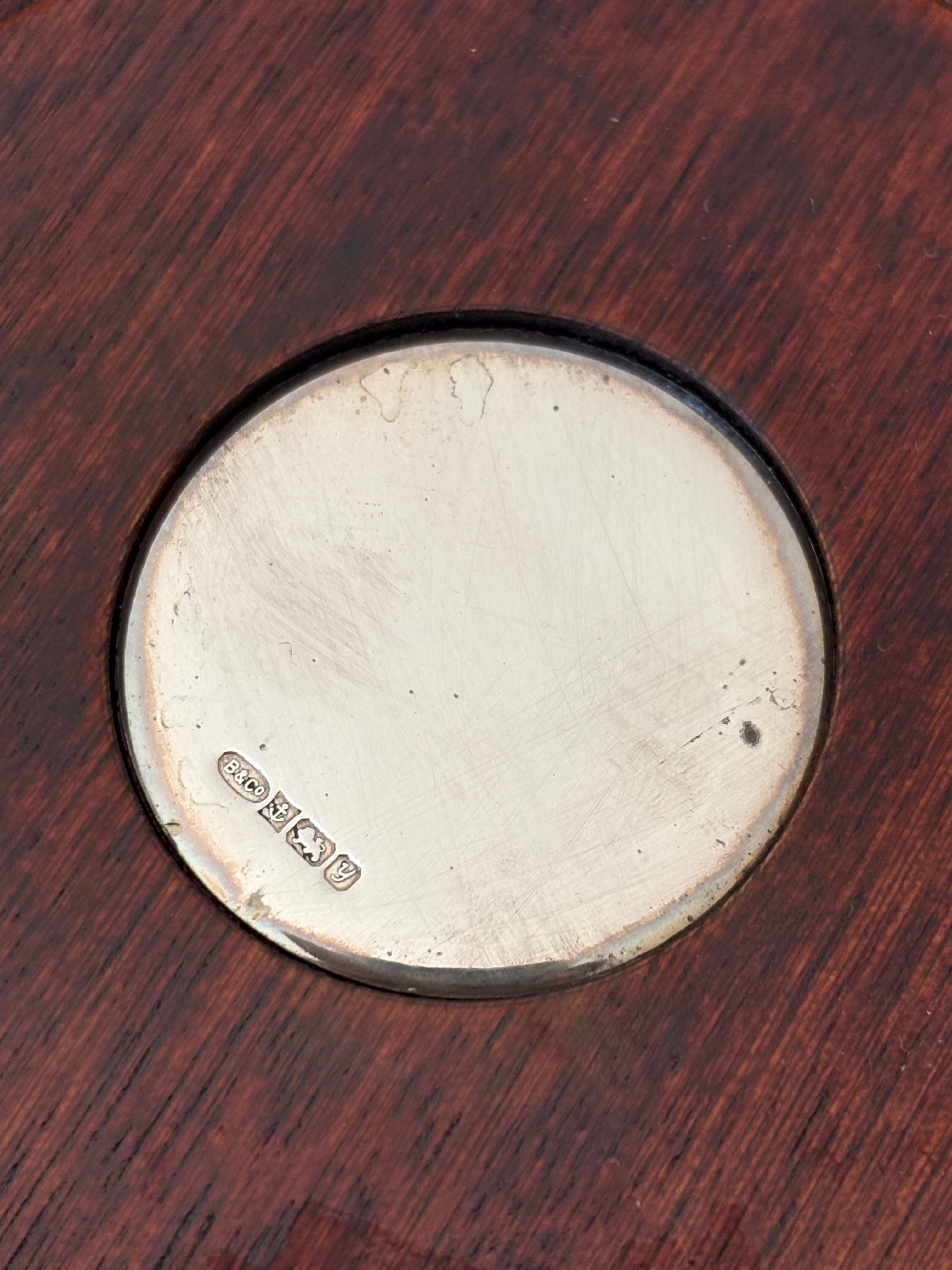 Sterling Silver Pierced Bottle Coaster with Turned Wood Base | Collectors Gene