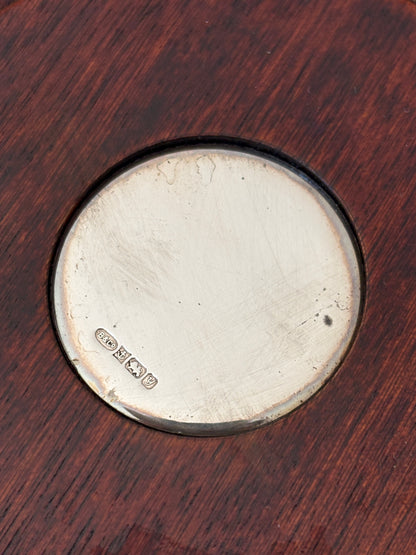 Sterling Silver Pierced Bottle Coaster with Turned Wood Base | Collectors Gene