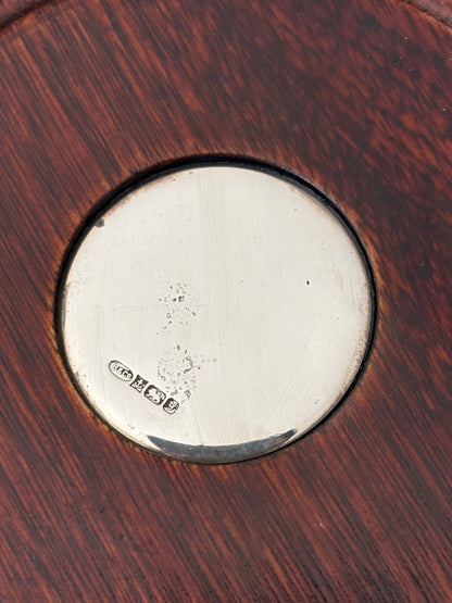 Sterling Silver Pierced Bottle Coaster with Turned Wood Base | Collectors Gene