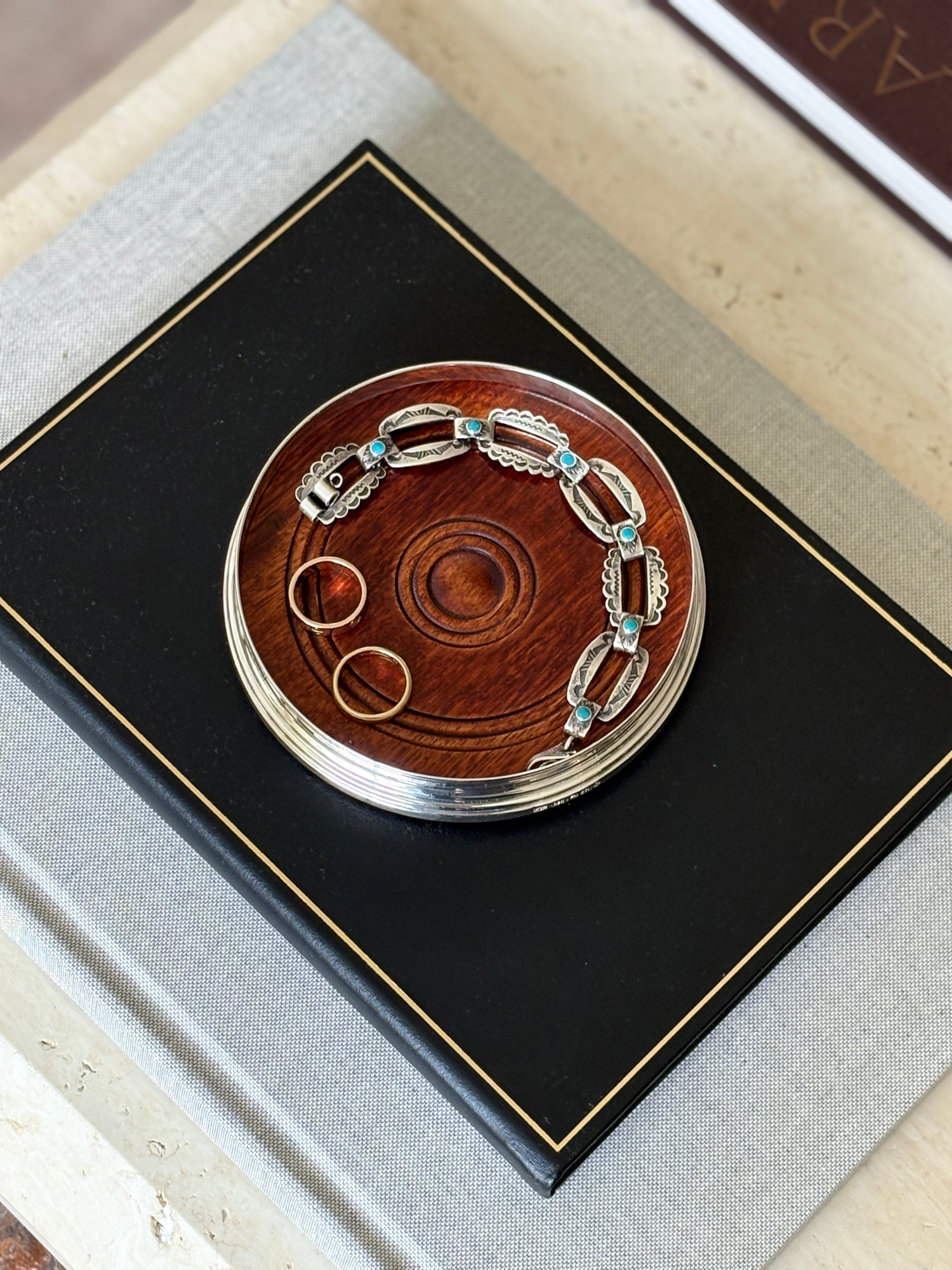 Sterling Silver &amp; Wood Wine Bottle Coaster – Birmingham c. 2000 | Collectors Gene