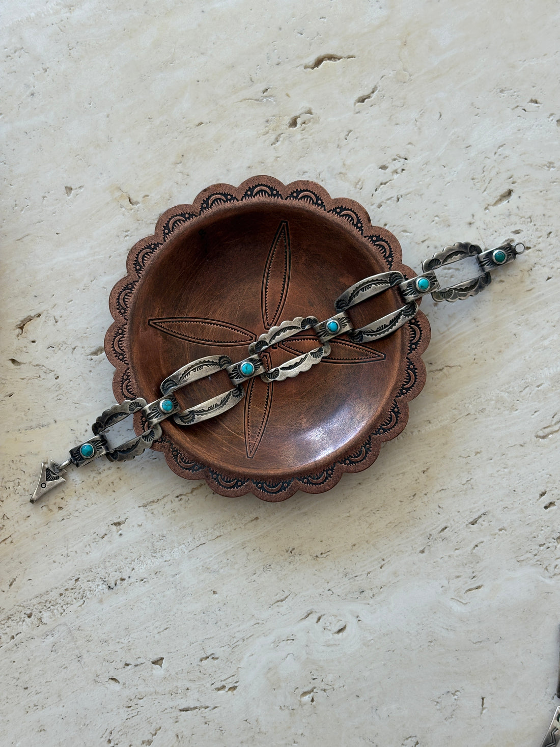 Sterling Silver & Turquoise Native American Link Bracelet | Collectors Gene