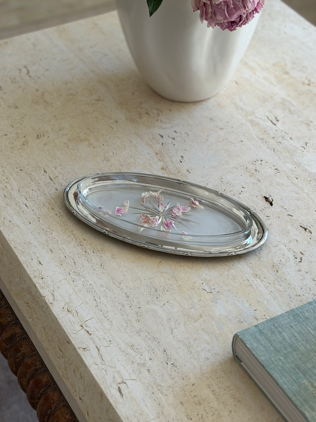 Swedish Grace Elongated Glass Nickel Silver Serving Dish by GAB Sweden | Collectors Gene