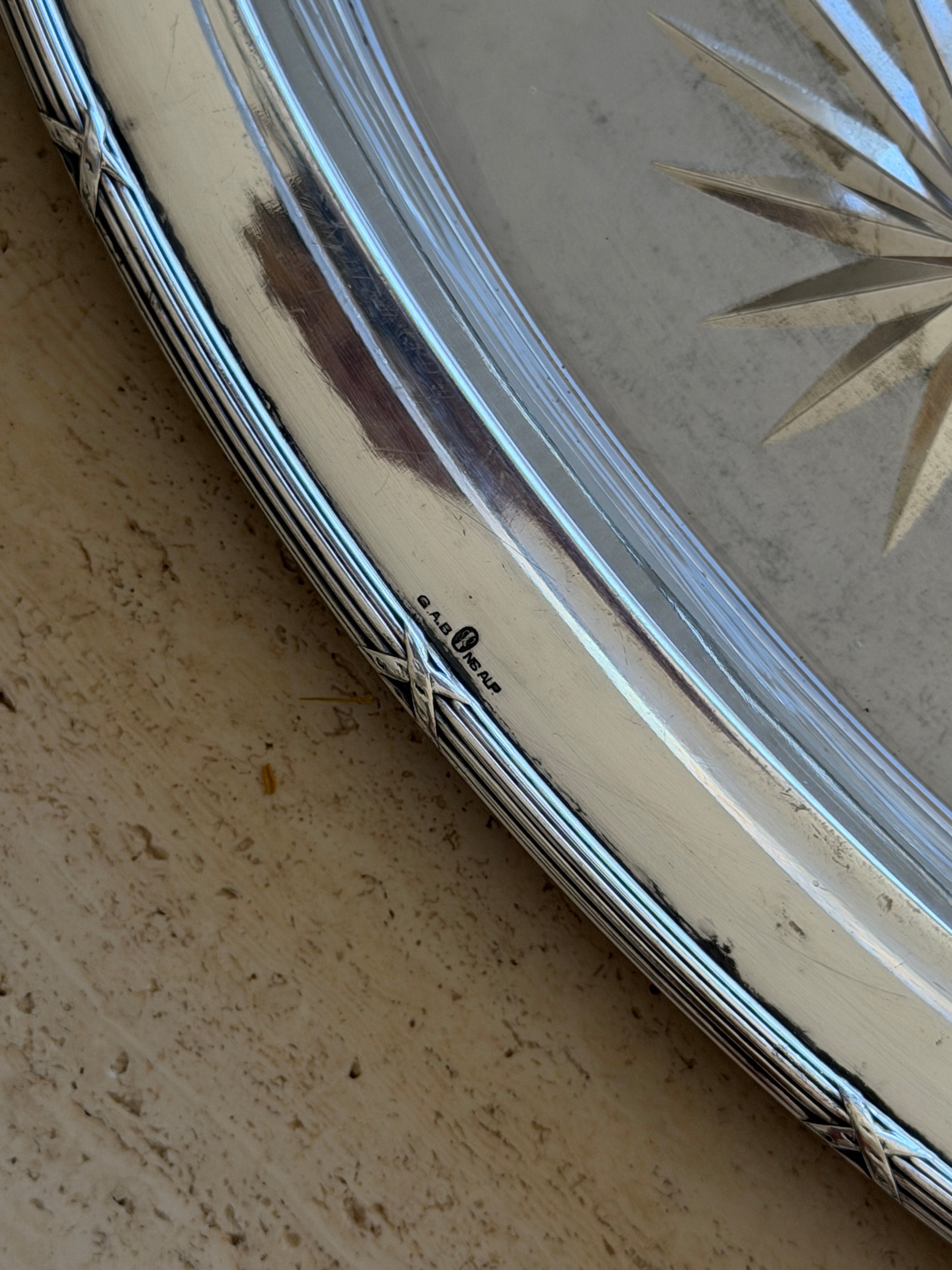 Swedish Grace Elongated Glass Nickel Silver Serving Dish by GAB Sweden | Collectors Gene