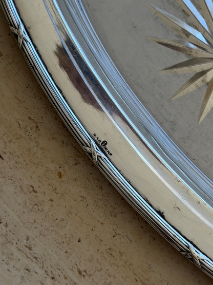 Swedish Grace Elongated Glass Nickel Silver Serving Dish by GAB Sweden | Collectors Gene