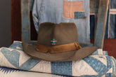 Tan Cowboy Style Hat with Wing Dancer Pin | Doug Bihlmaier